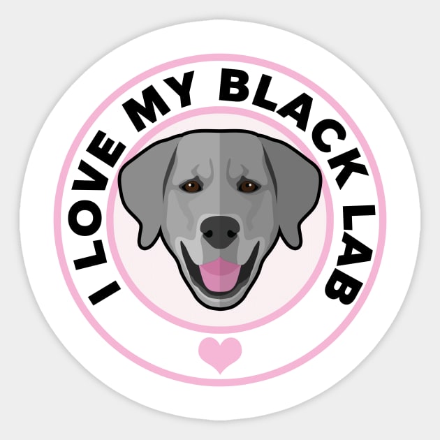 I Love My Black Lab Dog Sticker by CafePretzel